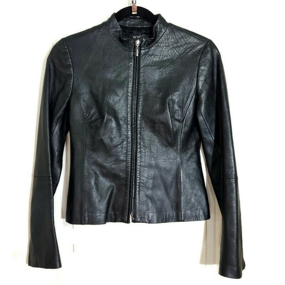 BCBGMaxAzria Jackets & Blazers - Bcbg Maxazria Black Lambskin Leather Moto Jacket